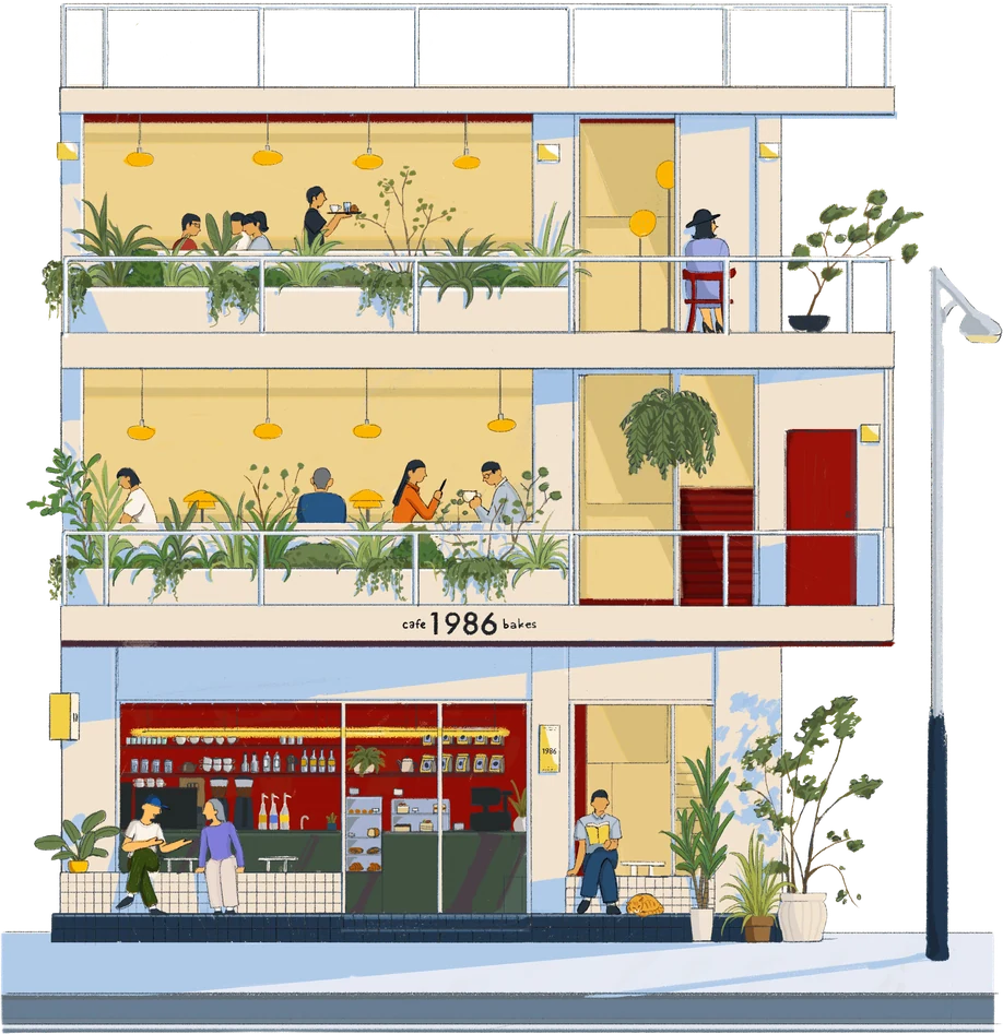 Ký hoạ mặt tiền 1986 Bến Bính